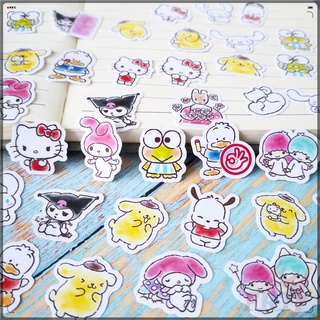 ★★★ Sanrio Family Q-1 สติกเกอร์ไดอารี่ ขนาดเล็ก ★★★ สติกเกอร์แฟชั่น สําหรับตกแต่งสมุดภาพ อัลบั้มภาพ DIY 50 ชิ้น/ชุด