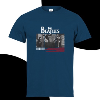 แขนสั้นcrew neckเสื้อยืด พิมพ์ลาย History of the beatles คุณภาพพรีเมี่ยม สีกรมท่า และสีขาว สีดํา MMS_001S-XXXXL