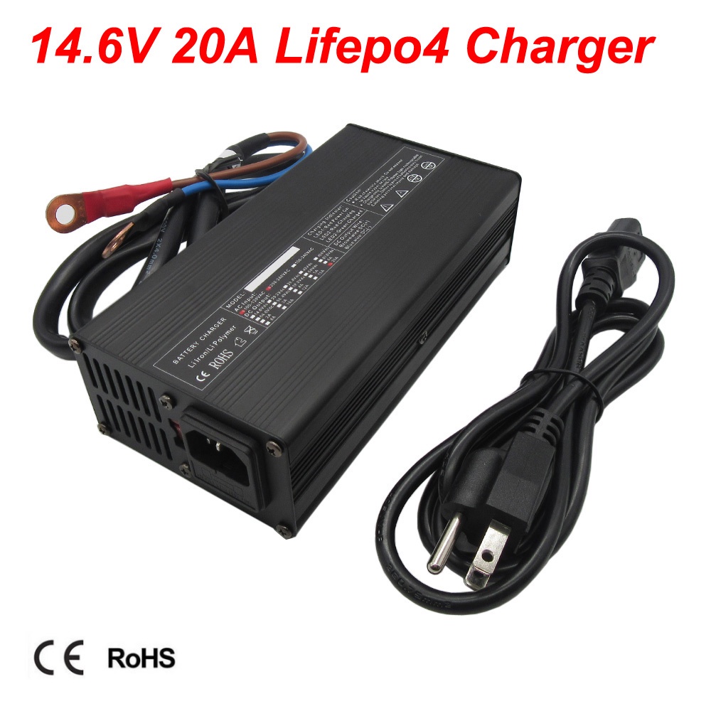 14.6V 20A LiFePO4 Lithium Battery Fast Charger For 4S 12V 14.4V LFP Touring Car RV Energy Storage Ir