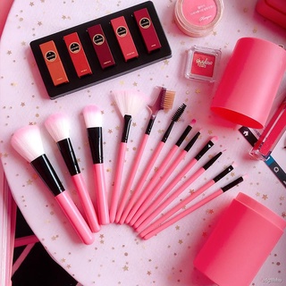 ✔◊ชุดแปรงแต่งหน้าพกพา brush set พร้อมกระบอกแปรง set 12 ชิ้น