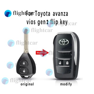 (flightcar) ขาย cod อุปกรณ์เสริมกุญแจรีโมตรถยนต์ แบบเปลี่ยน สําหรับ Toyota Vios Gen 2 Avanza 2008 2009 2010 2011 2012