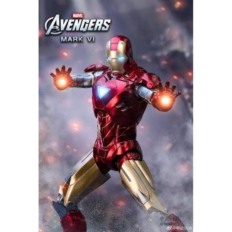 โมเดล ไอรอนแมน Ironman Mark VI (มี Ver. LED)  งานแท้ลิขสิทธิ์ ZD Toys สีเมทัลลิค สูง 19 Cm. ขยับเปลี