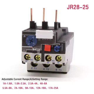 โอเวอร์โหลด รีเลย์ JR28-25 รีเลย์ 1.6A 2.5A 4A 6A 8A 10A 13A 18A 25A  Overload Current สำหรับ แมกเนติก CJX2