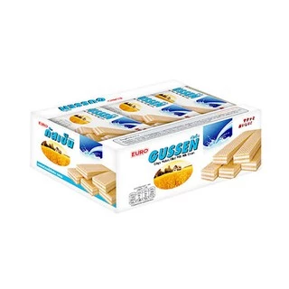 ขนม Gussen กัสเซ็น ยกแพ็ค 12ชิ้น เวเฟอร์สอดไส้ นม ช็อคโกแลต นมช็อคโกแลต อร่อย กรอบ หวาน