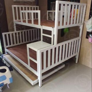 เตียงเหล็กสองชั้น​ 5+3.5ฟุต​ พร้อมถาดสไลด์​ 3.5ฟุต