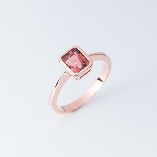 แหวนเงิน พลอยพีชพิงก์ทัวร์มาลีน ชุบพิงก์โกลด์ peach pink Tourmaline ring