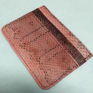 card holder light red cobra skin ช่องใส่การ์ดหนังงูเห่าแท้