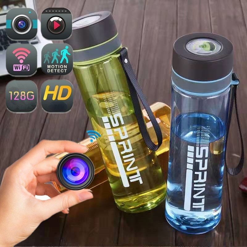 กล้อง Full HD 1080P พร้อม Wifi Mini กล้องแบบพกพาถ้วยน้ําสํานักงานกล้องขวดน้ําไร้สาย Nanny Cam