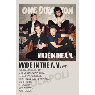 โปสเตอร์ มันวาว พิมพ์ด้านเดียว ขนาด A5 14.8 ซม. x 21 ซม. รูปปกอัลบั้ม Made In The AM - One Direction