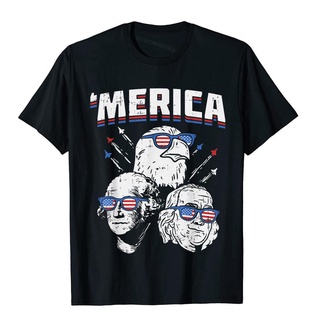 เสื้อยืดผ้าฝ้ายพิมพ์ลายแฟชั่น เสื้อยืดผ้าฝ้าย พิมพ์ลาย Merica Washington Franklin Eagle 4th Of July USA สําหรับผู้ชาย