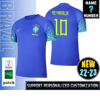 เสื้อกีฬาแขนสั้น ลายทีมชาติฟุตบอล Brazil away fans edition 22-23 World Cup s-4xl ชุดเยือน