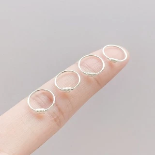ต่างหูห่วงเงินแท้ Worm Hoop Earrings 92.5% (ห่วงตัวหนอน)