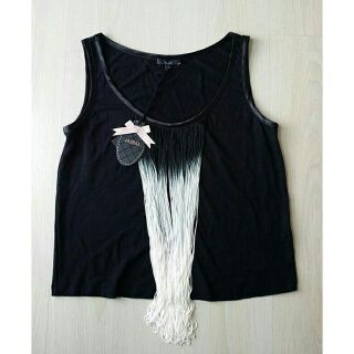 เสื้อครอป Jaspal สีดำงานเก๋ๆ มีระบายสองสี ไซส์ XS อก 34