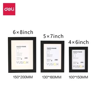 Deli กรอบรูป A4 4x6 5x7 6x8 นิ้ว 3 สี กรอบรูปไม้ กรอบรูปมินิมอล กรอบรูปราคาถูก หูแขวนผนัง ตกแต่ง Photo Frame