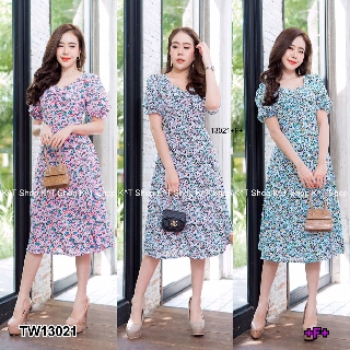 👗Pfashion [ส่งไว!!🚛] P13021 เดรสแขนดอลลี่จีบอกลายดอกไม้ Dolly Pleated Sleeve Floral Dress