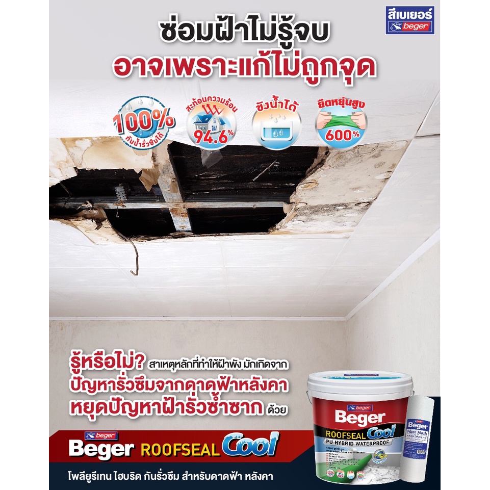 Beger ROOFSEAL Cool สีกันซึม กันรั่วซึม ดาดฟ้า หลังคา (4 รูปที่ 3