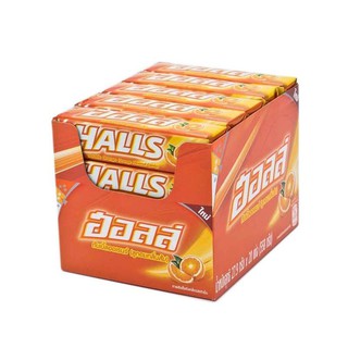 ฮอลล์ ดับเบิ้ลออเรนจ์ ลูกอมกลิ่นส้ม แบบแท่ง 9เม็ด ยกแพ็ค 20แท่ง HALLS DOUBLE ORANGE CANDY STICK