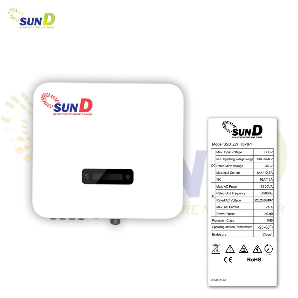 On grid Inverter 5000W SUN D Inverter wifi กันย้อน รับประกัน 7ปี - sund ...
