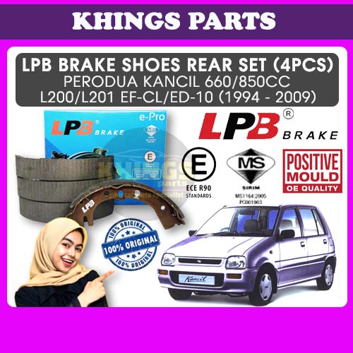 Perodua Kancil 660 850 L200 L201 EF-CL/ED-10 (194 - 2009) LPB ผ้าเบรคหลัง SIRIM ได้รับการรับรอง