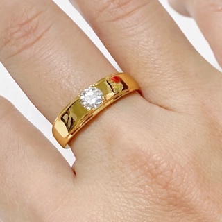 แหวนทองฝังเพชร 4mm. งานเรียบหรู  แหวนทอง2สลึง แหวนเพชร [N162 ] พร้อมส่งไซส์ 6,7,8,9