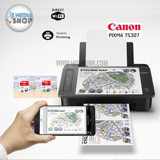 CANON PIXMA TS307 Printer Wifi / เครื่องพิมพ์ไร้สายพร้อมการถ่ายสำเนาจากสมาร์ทโฟน พร้อมตลับหมึกแท้