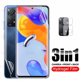 3in1 ฟิล์มไฮโดรเจล หน้า หลัง สําหรับ Redmi 10C 10 Note 11 11s 10 10s Pro Plus 5G 4G Xiaomi Mi กระจกกันรอยหน้าจอ ฟิล์มไฮดรอลิค นิ่ม เลนส์ กระจกนิรภัย