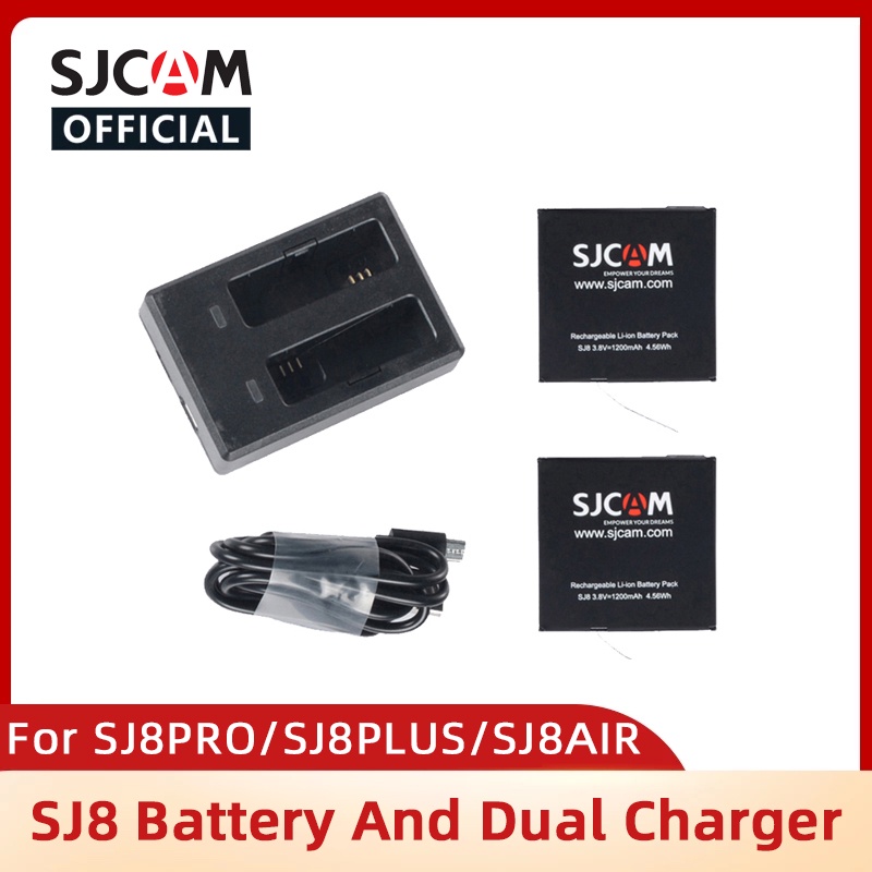 Original SJCAM SJ8 Dual Charger 2Pcs 1200MAh Li-Ion แบตเตอรี่สำหรับ SJCAM SJ8 Pro/ SJ8 Plus/ SJ8 Air