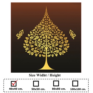 ภาพติดผนัง ต้นโพธิ์เทวดาพื้นน้ำตาล (กาวในตัว)