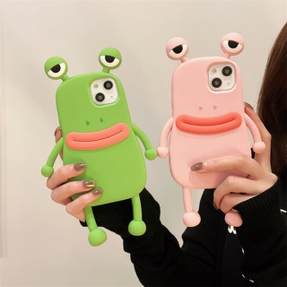 เคสโทรศัพท์มือถือซิลิโคน ลายกบสามมิติ สีเขียว สําหรับ iPhone XS Max 11ProMax 12ProMax 13ProMax