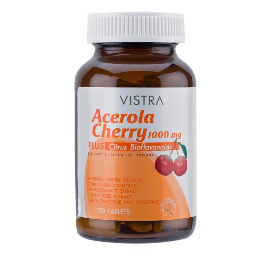 Vistra Acerola Cherry 1000มก 45/100เม็ด วิตามินซี เสริม คลอลาเจน vitamin c 1000 mg