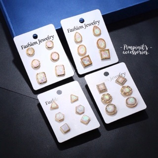 🇹🇭 พร้อมส่ง : ต่างหูเซ็ทพาสเทลเรซิ่นสไตล์เกาหลี  |  Korea Style Resin Pastel Stud Earring Set.