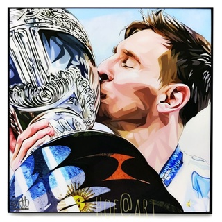 Lionel Messi #6 ลีโอเนล เมสซี่ ​อาร์เจนติน่า แชมป์โคปา บอลโลก Barcelona รูปภาพ​ติด​ผนัง​ pop art ฟุตบอล​ กรอบรูป​​