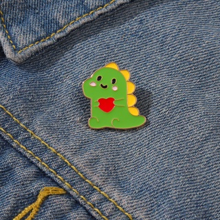 Cute Green Mini Dinosaur Lapel Pin Cartoon Animal Enamel Brooch Backpack Badge Collection Gift for Friends