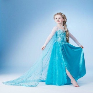 ชุดเดรสคอสเพลย์ Frozen Elsa Anna สำหรับเด็ก