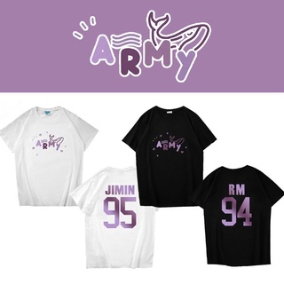 👕✨เสื้อยืดคอกลม แขนสั้น ผ้าฝ้าย ลาย BTS ARMY Jin Suga J-Hope RM Jimin V Jungkook สําหรับผู้ชาย