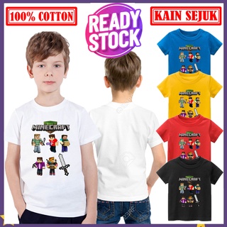 เสื้อเชิ้ต ผ้าฝ้าย 100% พิมพ์ลายตัวอักษร MINECRAFT สําหรับเด็ก