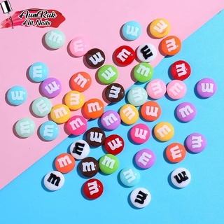 อะไหล่ลูกอม M&amp;M อะไหล่ติดเล็บ 1 ชุด 10 ชิ้นคละสี พร้อมส่งในไทย