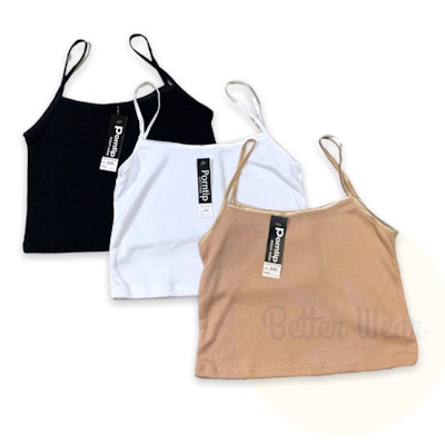 Porntip 228 เสื้อสายเดี่ยวผ้ายืด ครึ่งตัว เอวลอย ฟรีไซส์