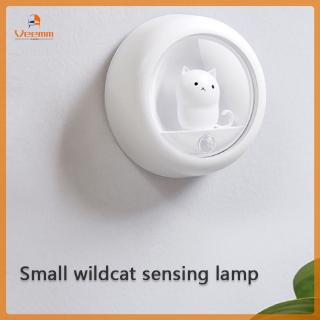 【Fast Delivery】 Creative Body Induction Wildcat Night Light Pet Cat Bedroom Atmosphere Lamp Usb Cabinet Wall Hanging Lamp 【Veemm】