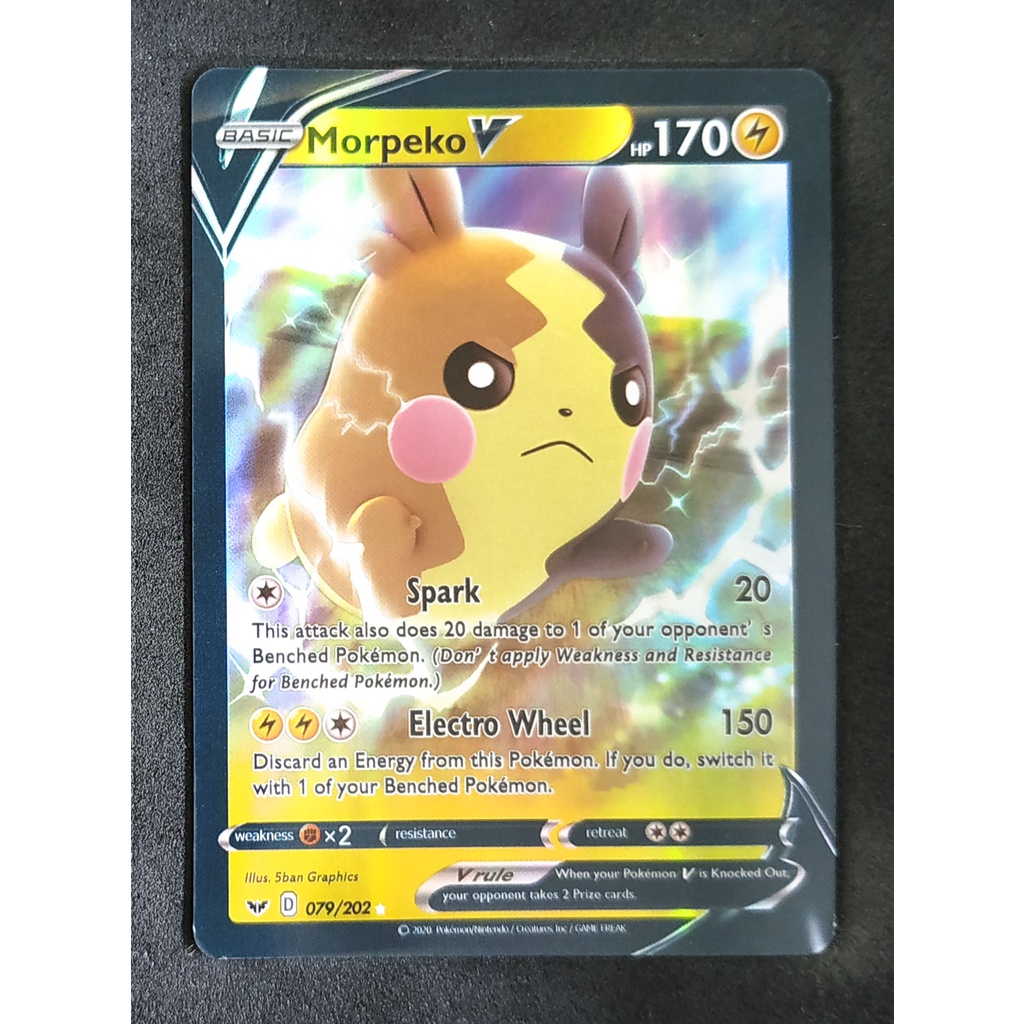 Morpeko V Card โมรุเปโกะ 079/202 Pokemon Card Gold Flash Light (Glossy) ภาษาอังกฤษ