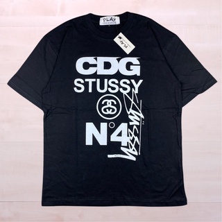 เสื้อยืดผู้ เสื้อยืด COMME DES GARCONS CDG PLAY X STUSSY TEE สีดํา S-5XL