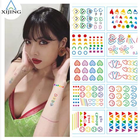 สติกเกอร์แทททู ลายน่ารัก สีลสันสดใส 30 ชิ้น/ชุด