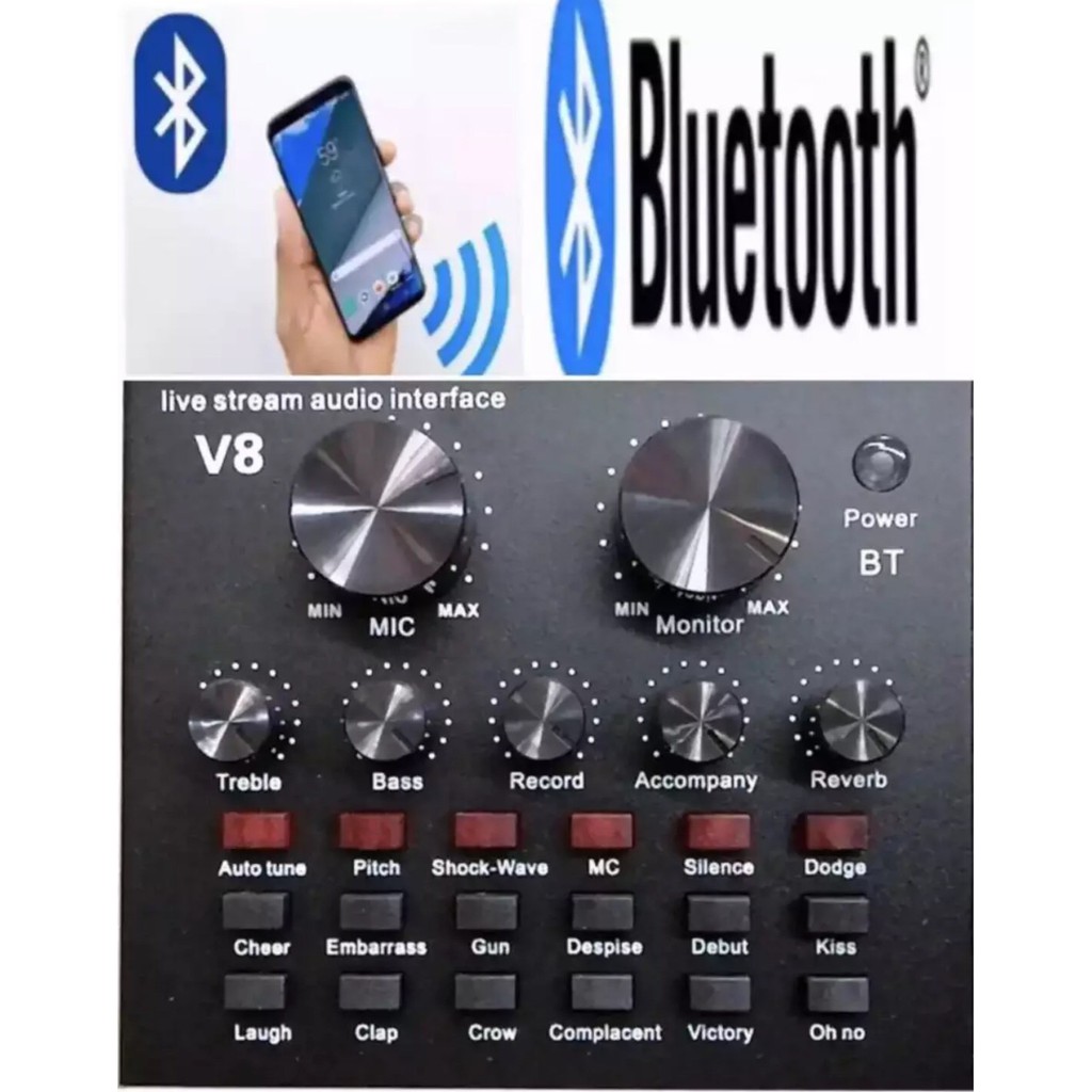V8 BT USB เสียงชุดหูฟังไมโครโฟน Webcast สดการ์ดเสียงสำหรับโทรศัพท์ มี Bluetooth(LXJ V8BT)