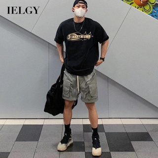 Ielgy เสื้อยืด แขนสั้น ผ้าฝ้ายแท้ สไตล์เรียบง่าย สําหรับผู้ชาย