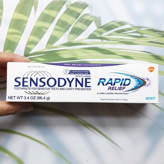 ยาสีฟัน เซ็นโซดายน์ Rapid Relief Toothpaste with Fluoride, Mint 96.4 g (Sensodyne®) ลดอาการเสียวฟัน ป้องกันเคลือบฟัน