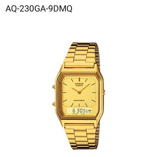 Casio แท้💯% รุ่น AQ-230GA-9DMQ นาฬิกาผู้หญิง สายสีทอง