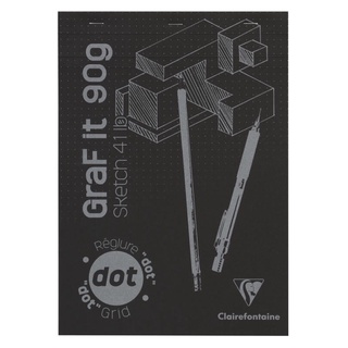 Clairefontaine สมุดวาดเขียน GRAFiT แบบมีจุด 90 แกรม ขนาด A4 หน้าปกสีดำ GraFiT Pad DOT Grid A4 80 sheets 96844C