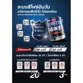 สีทาเหล็ก อเนกประสงค์ทุกพื้นผิว (LOBSTER 4IN1) สีน้ำมัน 4 อิน 1 ตรากุ้ง ขนาด 3.4 ลิตร