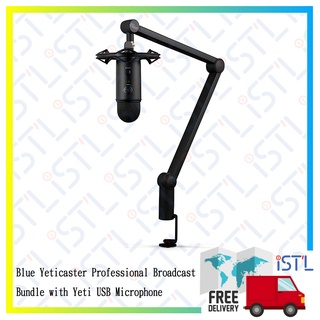 Blue Microphone Yeticaster Professional Broadcast Bundle with Yeti USB Microphone, Radius III Shockmount, and Compass Boom Arm(Black)