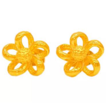 TANITTgemsต่างหูเนื้อทองเหลืองแท้24Kgpลายดอกไม้พร้อมใบรับประกันสินค้า